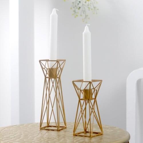 Metal Geometric Candle Holder Gold Table Modern Nordic Candle Holder Table Castical De Decoracao Living Room Decoration DE50ZT