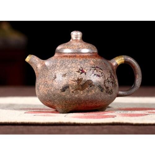 Authentic three-legged milk pot pot masters all hand enamel teapot grocery tea kettle