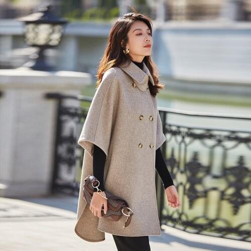 Winter and Autumn coat women woman clothes 2019 new winter Fashion elegant black coffee Double-sided wool long cape coat female