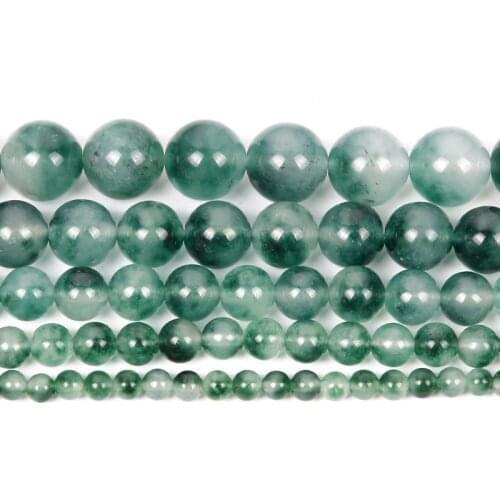 Natural Stone Aquatic Chalcedony Charm Round Loose Beads For Jewelry Making Needlework Bracelet Diy Strand 4-12 MM