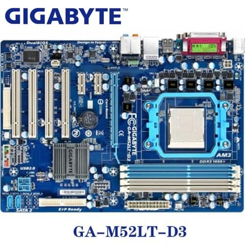 Socket AM3 For nVIDIA nForce 520LE Gigabyte GA-M52LT-D3 Motherboard DDR3 16GB M52LT-D3 Desktop Systemboard ATX Used