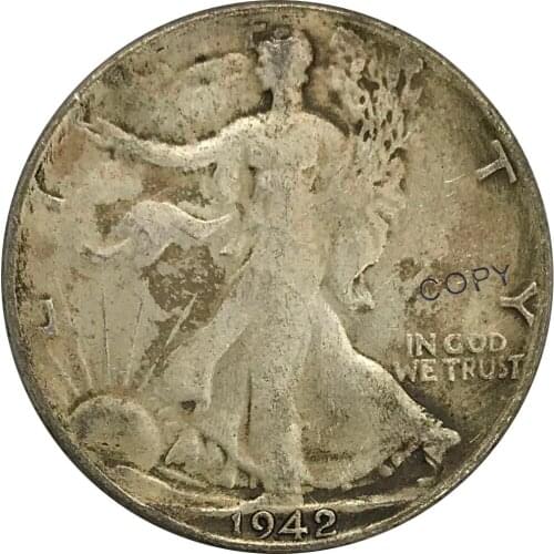 S 1942 United States Walking Liberty Half Dollar Cupronickel Plated Silver Collectibles Copy Coin