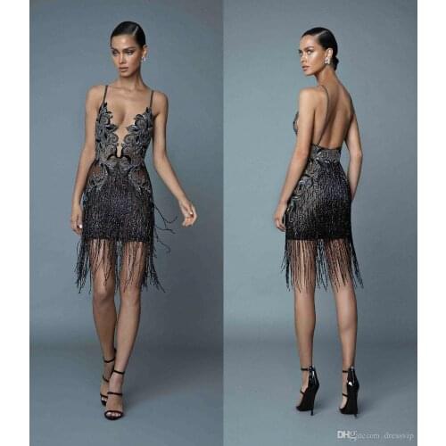 Spaghetti Illusion Prom Dress Luxury Embroide Beading Sexy Backless Short Evening Dress Cocktail Gowns Rhinestone Formal Dress