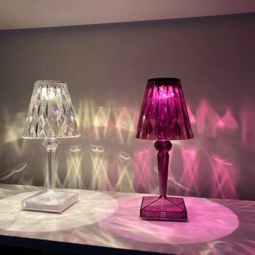 Kartell crystal lamp wireless USB LED Lamp battery portable switch sensor Desk lamp bedroom wedding light Living room decoration