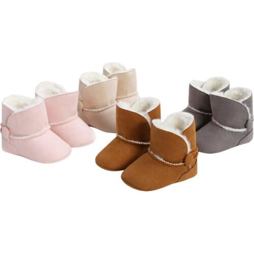 Newborn Toddler Warm Boots Winter First Walkers Baby Girls Boys Crib Shoes Soft Anti-slip Sole Fur Snow Booties for 0-18M