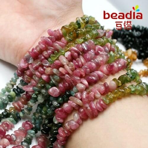 High Quality 5-8mm Natural tourmaline gravel beads precious Stones crushed crystal fit for DIY fashion charms bracelet Jewelry