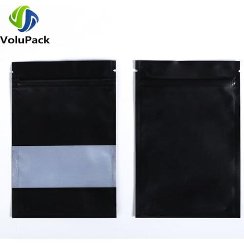 Reclosable Smell Proof Coffee Bean Storage Bags Matte Black Clear Window Pouches Plastic And Aluminum Foil Mylar Packaging Bags