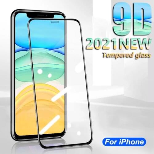 9D 9H Full Cover Protective Glass For iPhone 11 12 Pro Xs Max X Screen Protector Glass On iPhone XR 6 7 8 Plus 12 Mini FIlm Case