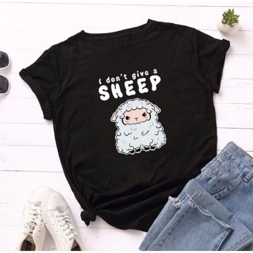 Kawaii Sheep T-shirt Women Kawaii Harajuku Graphic T-shirt 90s Cute Cartoon T-shirt Ulzzang Grunge Korean Tops T-shirt female