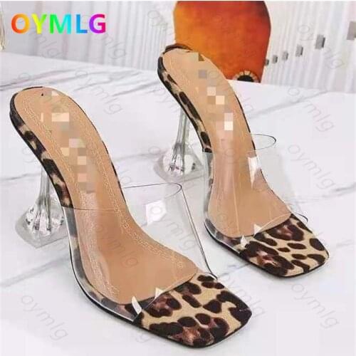 Fashion Summer Sandals PVC Crystal Open Toed High Heels Women Transparent Heel Sandals Slippers Pumps Big Size 41 42