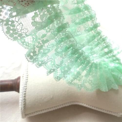 1M Latest Lace Trim Material Ribbon Pleated Embroidery Lace Fabric 5.5cm Guipure Green Lace Fabric Sewing Accessories Dress KQ34