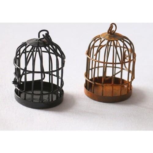 1 Pc Black/Rusty Color Iron Art Made Rusty Bird Cage Succulent Decoration Flower Basket Micro Landscape