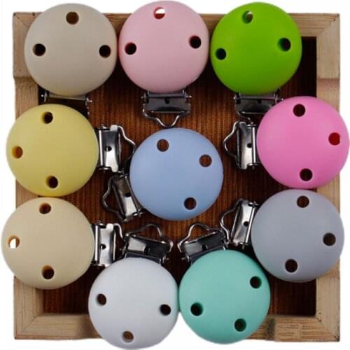 10Pcs/Lot Silicone Round Clip DIY Baby Pacifier Dummy Teether Soother Nursing Jewelry Toy Accessory Holder Teething Clips
