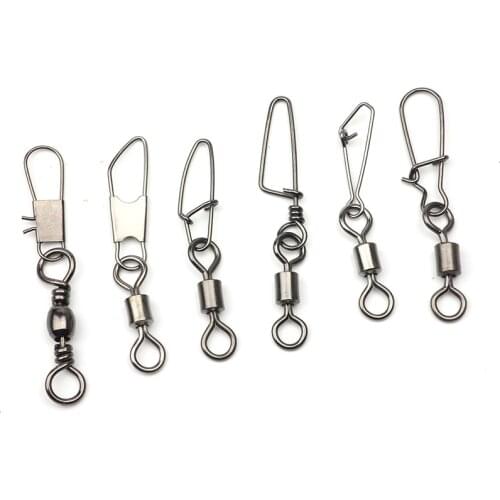 Rompin 10pcs big fishing Connector Barrel Swivels Rolling Swivels with Nice Snap stainless steel sea Hook Connector Link Tackle