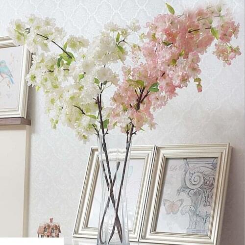 100CM Cherry Blossom Tree 3 Fork Cherry Branch Wedding Decorations Flower Bouquet For Home Wedding Love Gift Fall Decoration