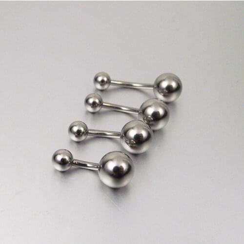 2Pieces 14G 6 -12mm Long bar stainless steel Double Belly Rings Ball Balls button navel bar body jewelry