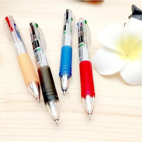 2pcs Creative Four In One Ballpoint Pens 0.7mm Colorful Ink Signature Pens Cute Stationery School Office Writ Supply 4 Colors