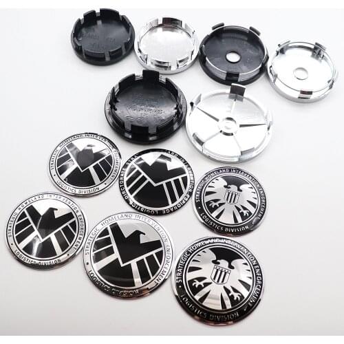 4pcs 56mm 60mm 65mm 68mm S.H.I.E.L.D. Car Logo Wheel Center Hub Cap Auto Rim Badge Covers Decal Refit Decoration Emblem Sticker