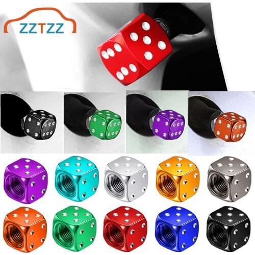 4Pcs Aluminum Dice Valve Stem Caps Car Motorcycle Tire Caps Bicycle Dust Caps Car Motorcycle Tire Caps Bicycle