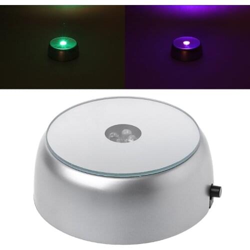 4-LED Round Luminous Base Laser Light Stand Holder For Cocktail Crystal Glass Transparent Objects Display