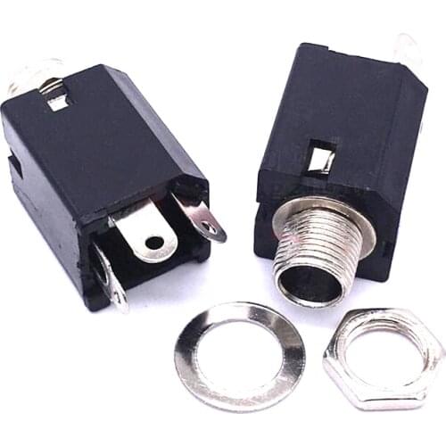 5pcs/lot 6.35mm 1/4" 3 Foot Mono Female Socket 6.35 Audio Microphone / Guitar Jack Panel Mount Solder Connector