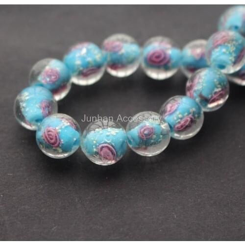 20Pieces/Lot 12mm Luminous Lampwork Glass Beads Flower Beads Ocean Blue color jewelry making