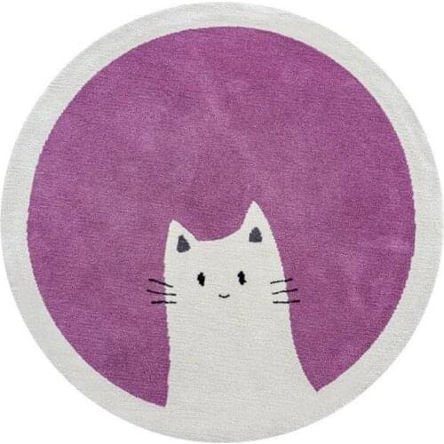 D0AF Baby Play Mat Crawling Carpet Kids Room Floor Rug Round Cartoon Cat Printed Pad