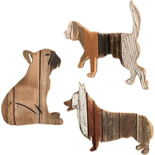 Rustic Farmhouse Decor Dog Wooden Animal Wall Art Decoration Household Wood Products Pet Decoration Crafts
