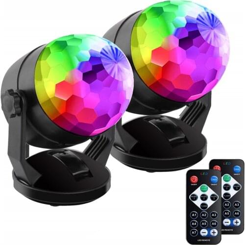 Sound Activated Rotating Disco Ball DJ Party Lights Powered/USB Plug In Portable RGB LED Stage Light For Christmas Wedding party
