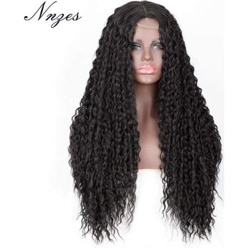 NNZES Synthetic Wig Long Black Curly Wigs for Black Women Heat Resistant Fiber Natural Daily Wigs Mixed Brown Ombre Red