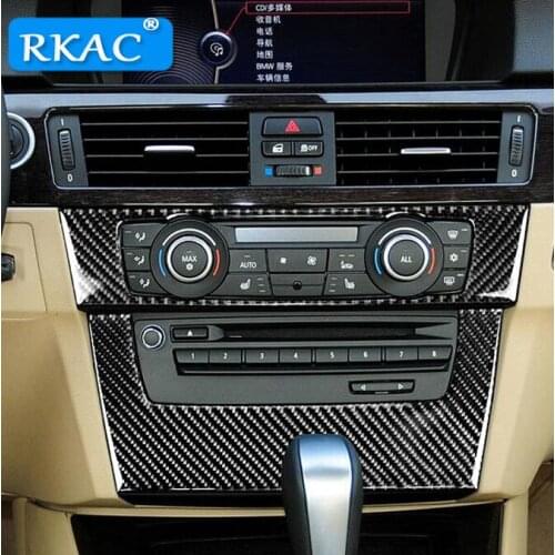 For BMW e90 Carbon Fiber Strip Air Conditioning CD Panel Decorative Cover Trim Auto Interior Accessories Car Styling 3D Sticker