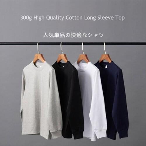 Male High Quality 100% Cotton Autumn Winter Men Long Sleeve T-shirt Coat Boys White Black Gray Tops Clothing Wholesale 4 Colors
