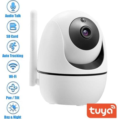 TUYA APP Automatic Motion Tracking Pan Tilt Wireless IP Camera Wi-Fi 2MP Movement Detect Audio Talk TF Memory Card