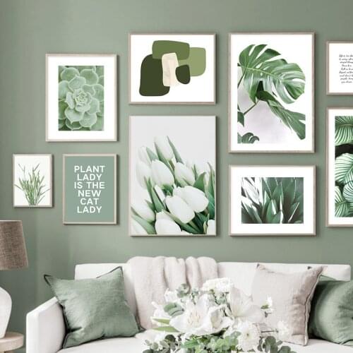 Carnation Monstera Green Plants Natural Art Wall Canvas Painting Nordic Posters And Prints Wall Pictures For Living Room Decor