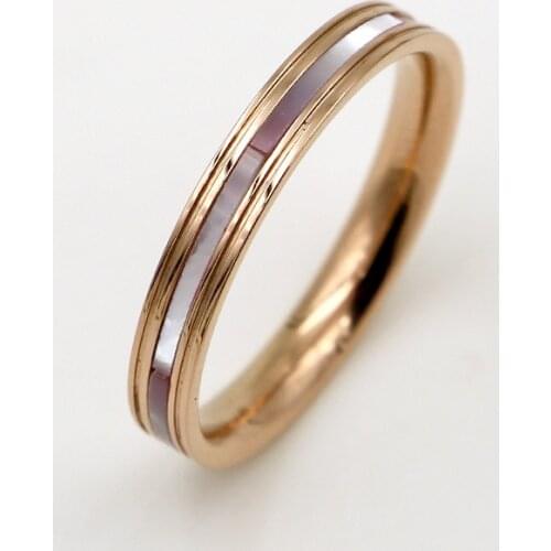 Martick New Arrival 316L Stainless Steel With Colorful Shell Rings For Woman Wedding Rings Fashion Finger Jewelry R59