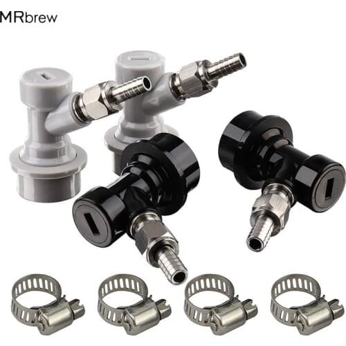 Ball Lock Keg MFL Disconnects Kit, Keg Fittings with Stainless Steel Swivel Nuts 5/16 Gas, 1/4 Liquid Barbed & Worm Clamp