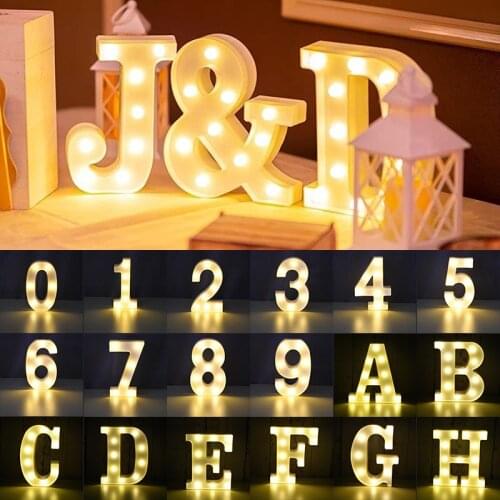 Creative Letters Alphabet LED Lights Luminous Number Lamp Battery Powered Night Light for Christmas Wedding Birthday Party Decor