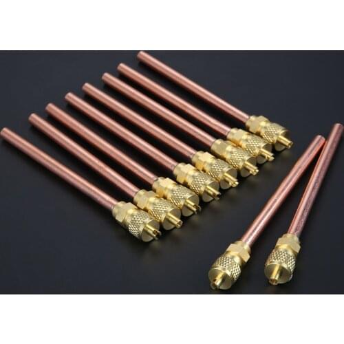 10Pcs 1/4 Inch SAE X 1/4 Inch OD X 4 Inch Longer Stem Service/Access Valves Core & Core Remover Automobile Bicycle Wheels Apply