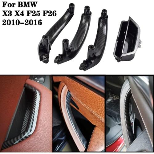 LHD Car Left Right Interior Door Handles for BMW X3 F25 X4 F26 Inner Doors Panel Handle Bar Pull Trim Cover Black Beige