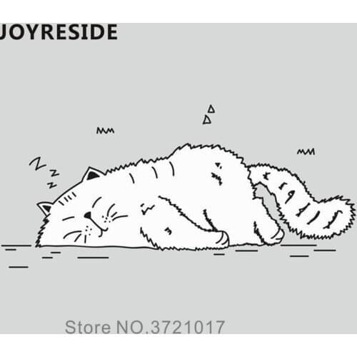 Sleeping Cat Wall Sticker Animal Cute Design Wall Decal Home Children Kids Bedroom Decor Cats Funny Sleeping Decoration M452