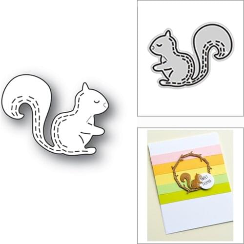 New 2021 Stitched Squirrel Animal Metal Cutting Dies for DIY Scrapbooking and Card Making Decorative Embossing Craft No Stamps