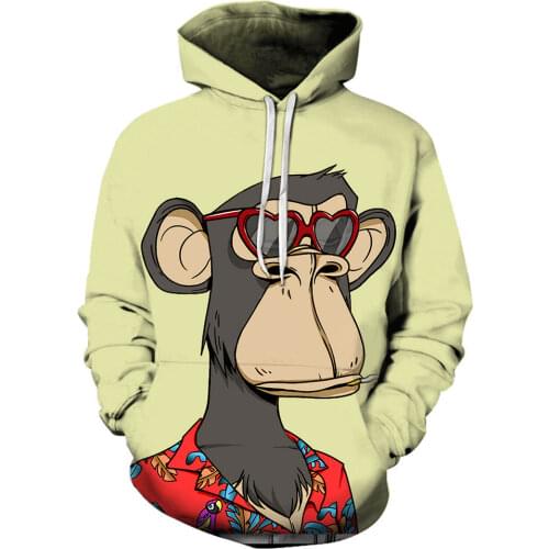 New 3D Printed Harajuku Bored Ape Men Women Unisex Oversized Hoodies Fashion Anime Streetwear Kids Boy Girl Hooded Sweatshirts