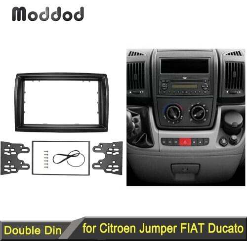 Double Din Fascia for Peugeot Boxer Citroen Jumper Fiat Ducato 2006+ Dashboard Installation Trim Kit Frame Stereo Pane Bezel