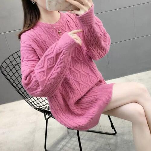 Autumn Winter Women O-neck Slim Knitting Pullovers Female Large Size S-3XL Pullover Ladies Loose All-match Solid Sweaters Q46
