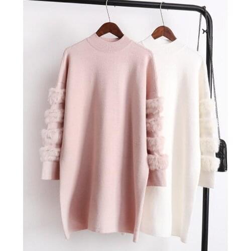 Autumn Winter Women Knitted Long Pullovers Sweater Female Thick Warm Sweaters Knitted Jumpers Dress