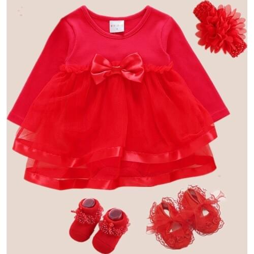 Hot Newborn Baby Dress Summer Mesh Cotton Baby Girl Clothes Summer 3pcs 2019 Shoes+Hairband Baby Girl Dresses 3 6 Months Baptism