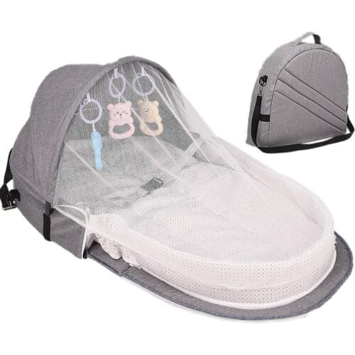 Portable Baby Bed for Newborns Foldable Baby Nest with Travel Sun Protection Mosquito Net Infant Sleeping Basket With Toys