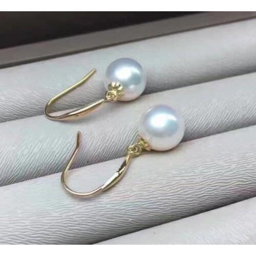 Natural 10-11MM round south sea pearl earrings 14K GOLD