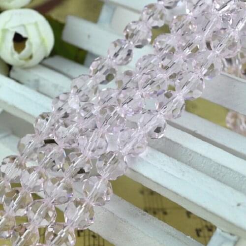 8mm 70pcs/lot Transparent Pink Round Ball Faceted Crystal Loose Spacer Beads Crystal Glass Beads for Jewelry Making Materials