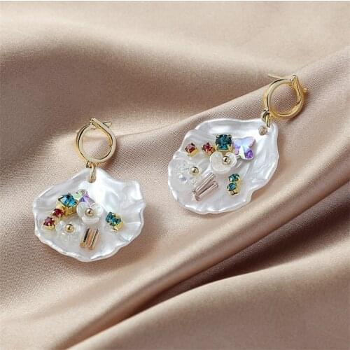 1pair Boho Gold Beach Shell Starfish Conch Pearl Drop Dangle Earrings For Women Beach Piercing Earring Gift Jewelry